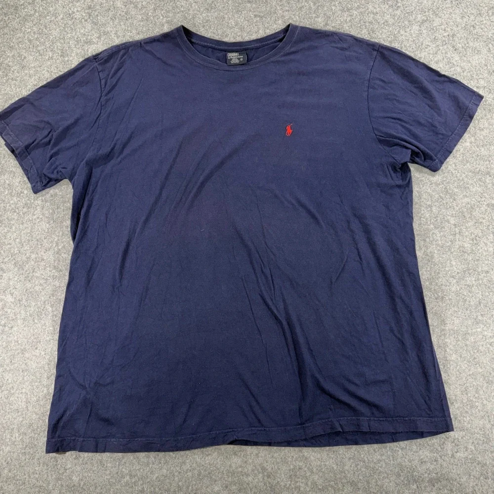 Polo Ralph Lauren Shirt Mens XL Navy Blue Red Pony Logo Short Sleeve Cotton Tee